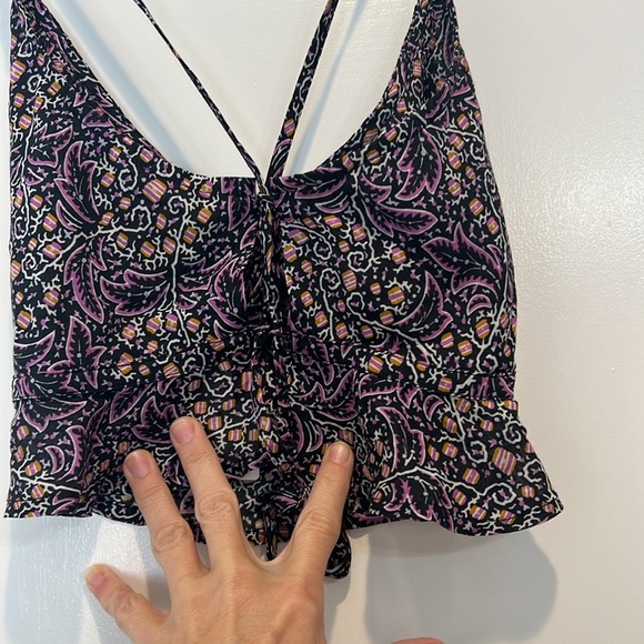 Anthropologie Black and purple Tie back Crop Camisole size large. NWT! - Picture 4 of 9